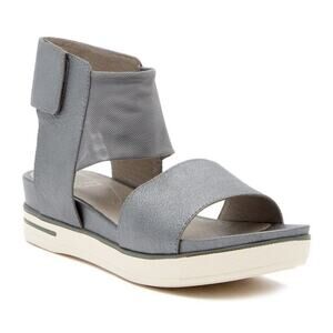 Eileen Fisher Spree Sport Platform Sandal Gray Silver Size 8.5 Leather Upper